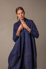 Cocoon Coat in Indigo Cotton