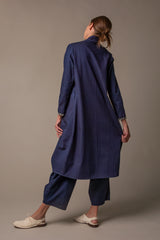 Cocoon Coat in Indigo Cotton