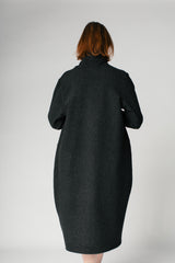 Cocoon Coat in Charcoal Wool Cashmere Blend