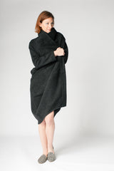 Cocoon Coat in Charcoal Wool Cashmere Blend