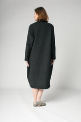 Cocoon Coat in Charcoal Wool Cashmere Blend