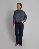 Anorak Jacket in Navy and White Striped Vintage Japanese CottonCropped Jackets