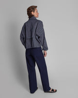 Anorak Jacket in Navy and White Striped Vintage Japanese CottonCropped Jackets