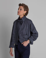 Anorak Jacket in Navy and White Striped Vintage Japanese CottonCropped Jackets