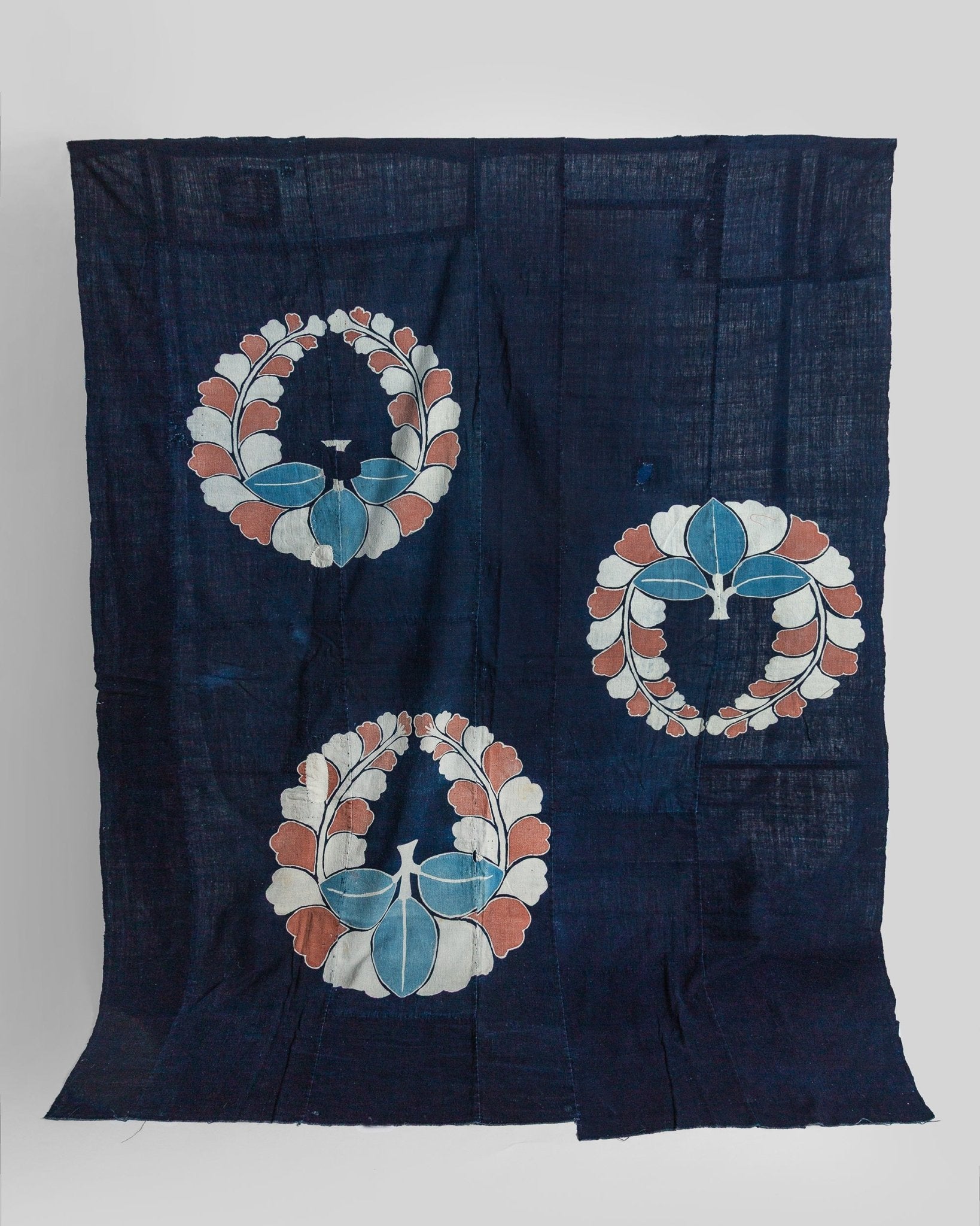 Antique Japanese Futon Cover with Circular Tachibana MonAntiques