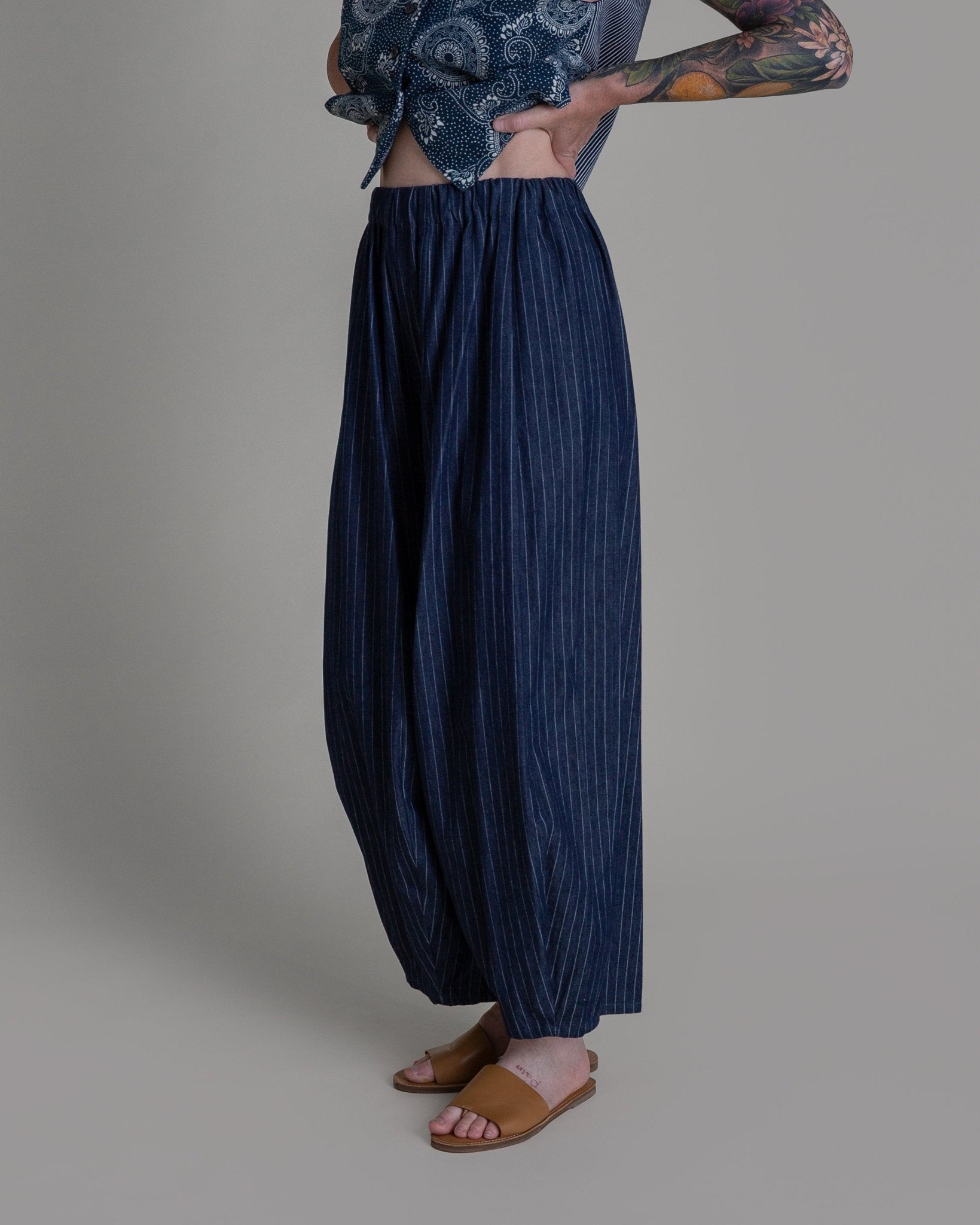 Arai Pant in Striped Cotton DenimArai Pants