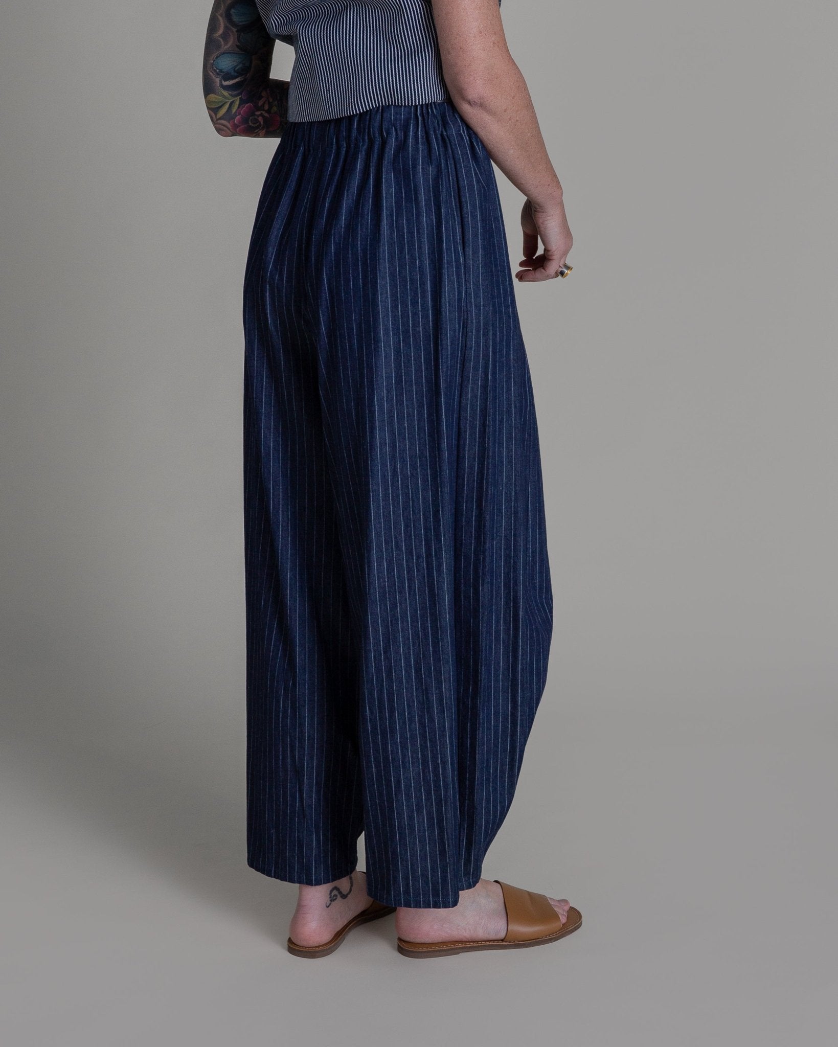 Arai Pant in Striped Cotton DenimArai Pants