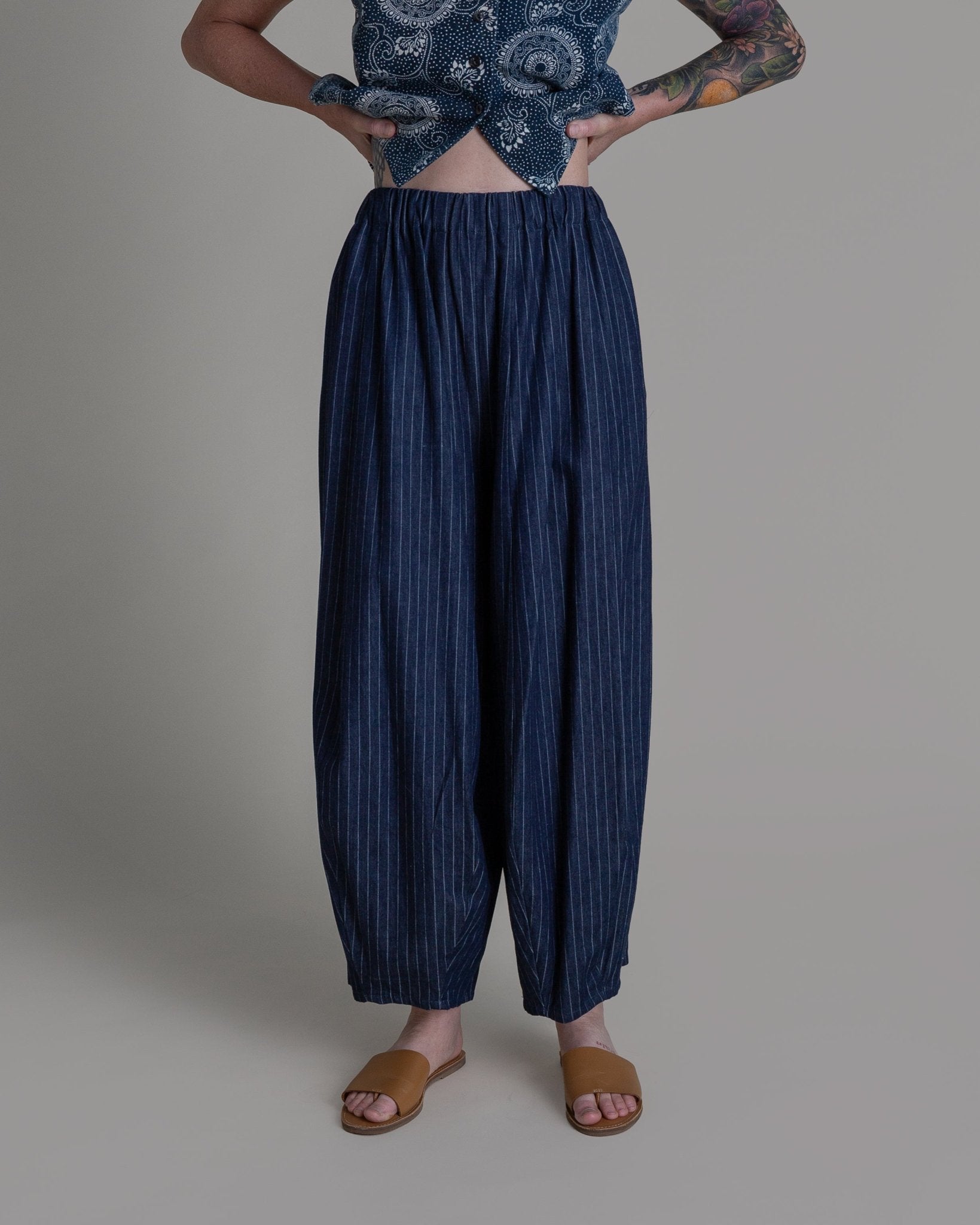 Arai Pant in Striped Cotton DenimArai Pants