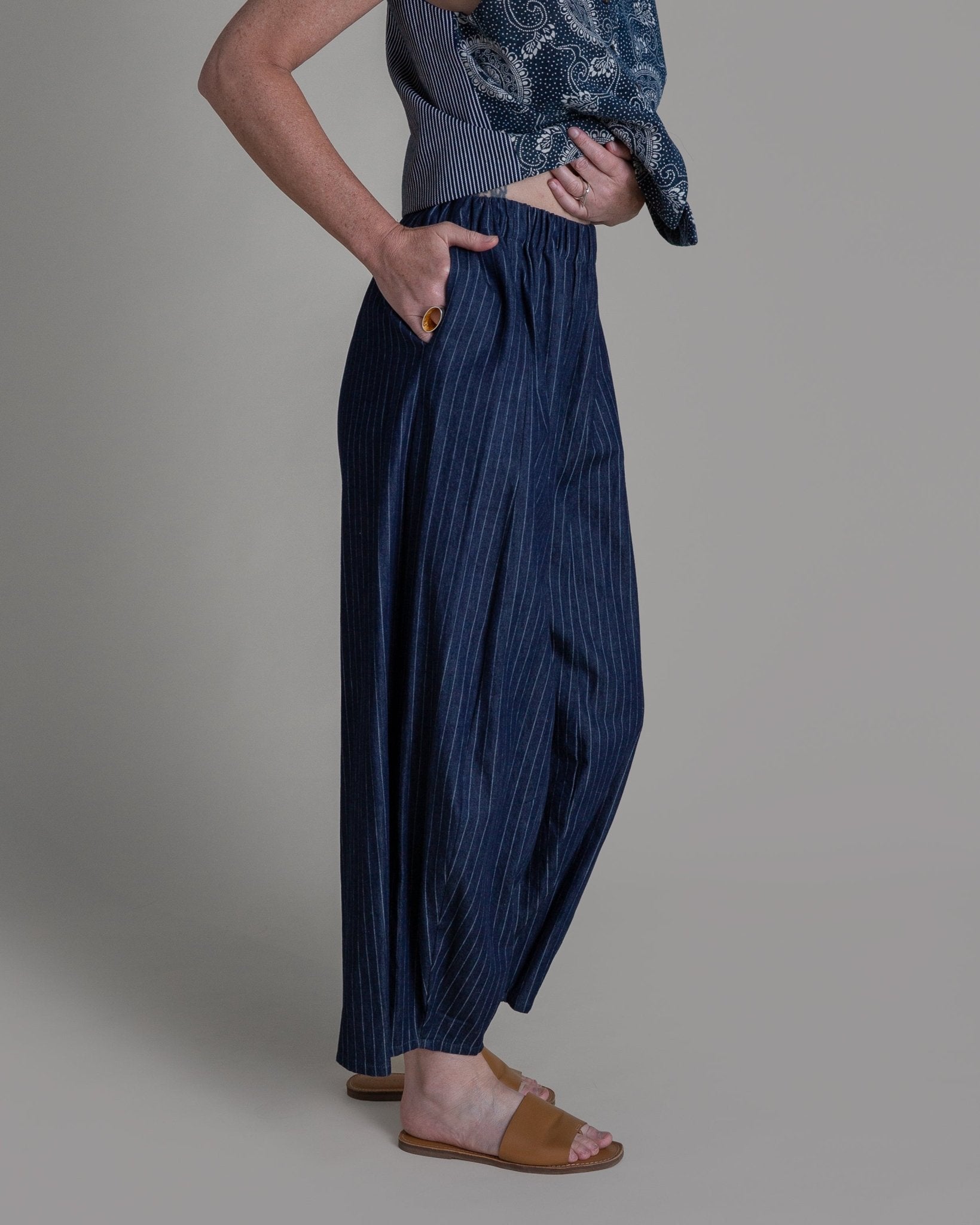 Arai Pant in Striped Cotton DenimArai Pants