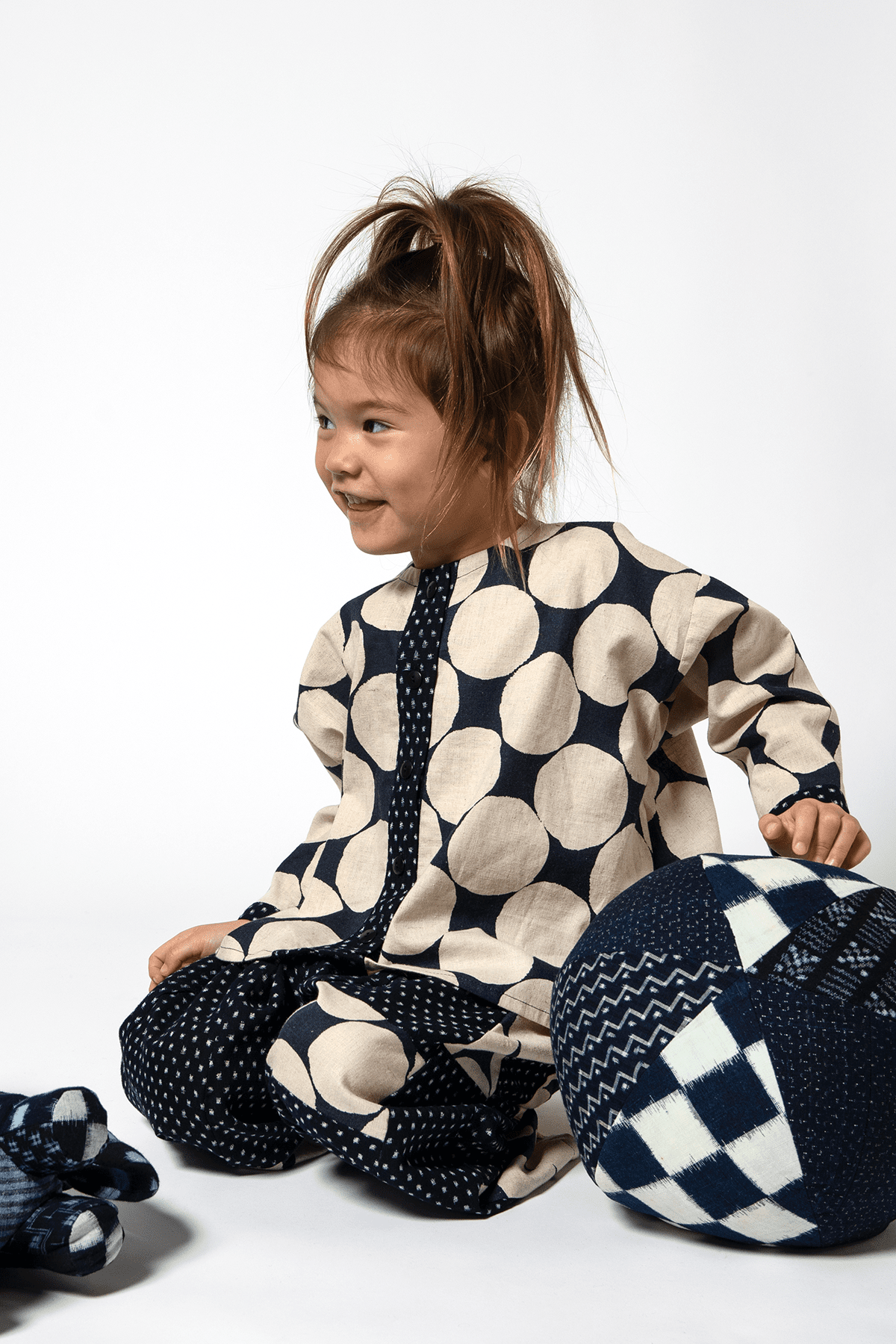 Arai Pant in Vintage Japanese Indigo Ikat Mix - 01