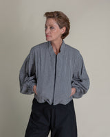 Balloon Bomber in Seersucker Cotton Gingham.Bomber Jackets