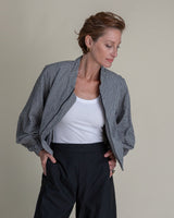 Balloon Bomber in Seersucker Cotton Gingham.Bomber Jackets