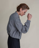 Balloon Bomber in Seersucker Cotton Gingham.Bomber Jackets