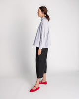 Band Collar Shirt in Cotton StripeBand Collar Shirt