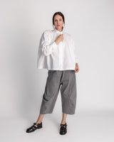 Band Collar Shirt in White Cotton TwillBand Collar Shirt