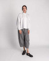 Band Collar Shirt in White Cotton TwillBand Collar Shirt