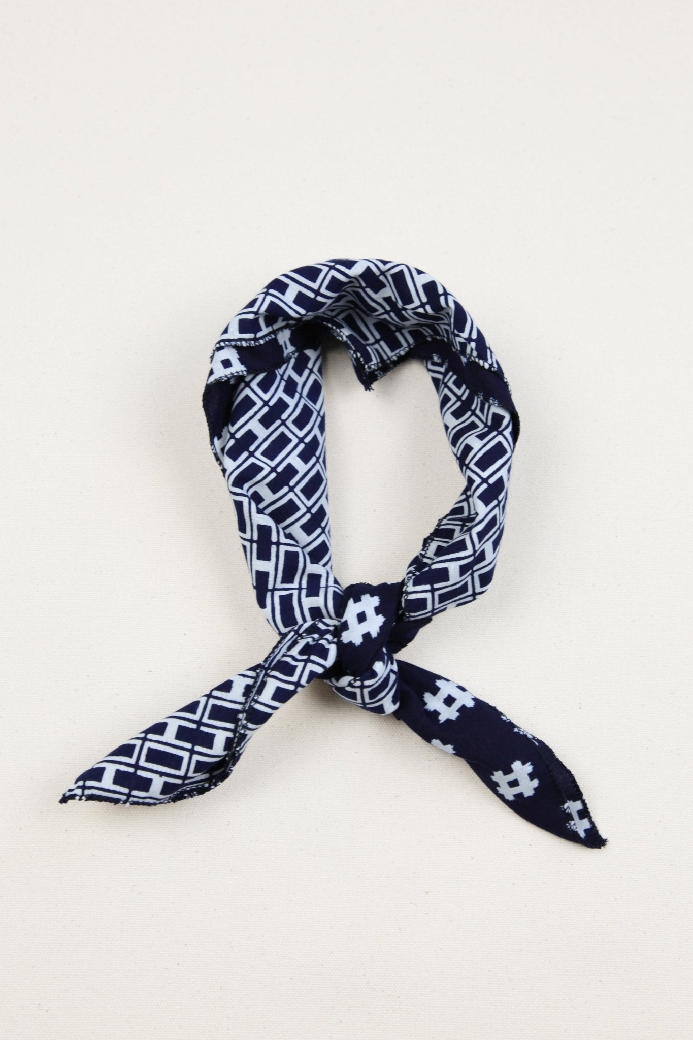 Bandana in Vintage Japanese Indigo Cotton Duo. No.34