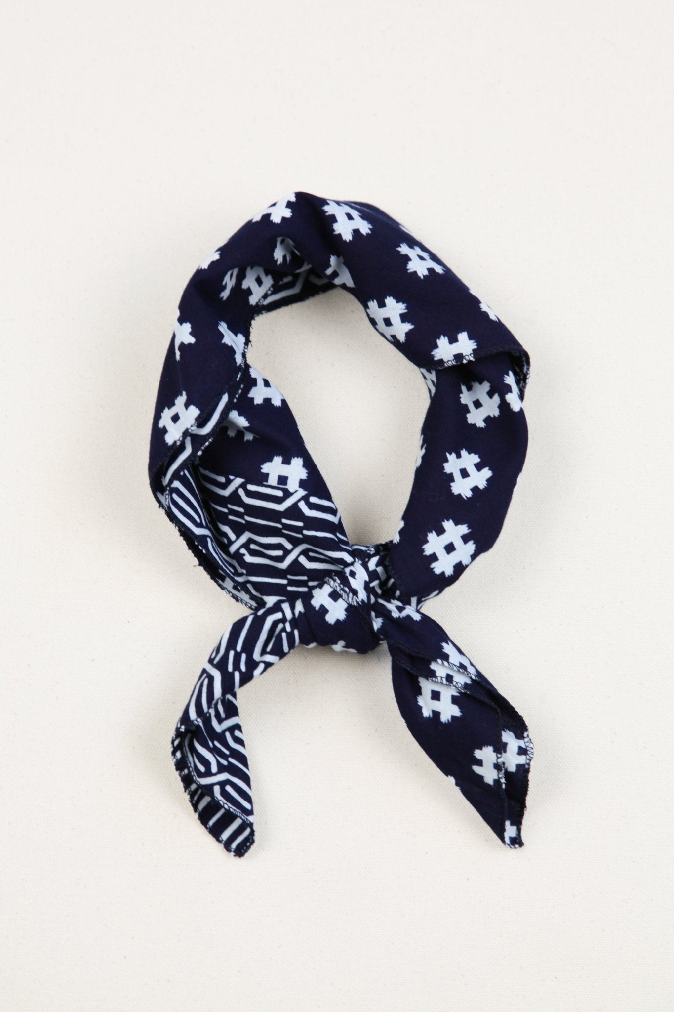 Bandana in Vintage Japanese Indigo Cotton Duo. No.35