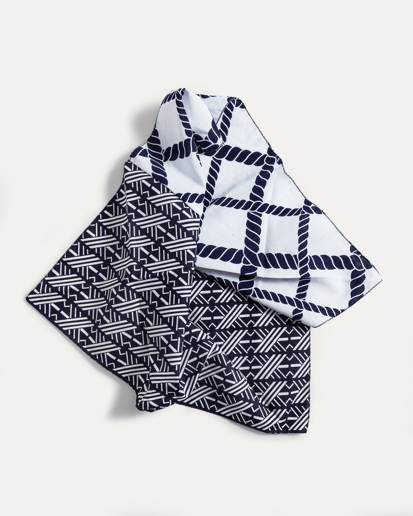 Bandana in Vintage Japanese Indigo Cotton Duo. No.38Bandanas
