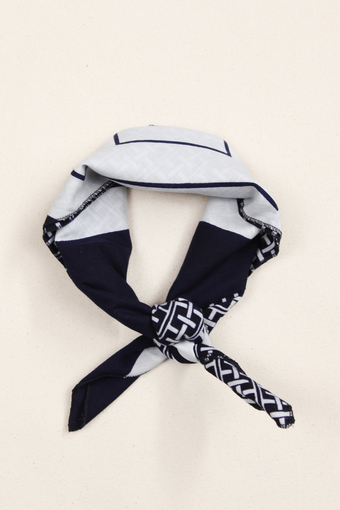 Bandana in Vintage Japanese Indigo Cotton Duo. No.8