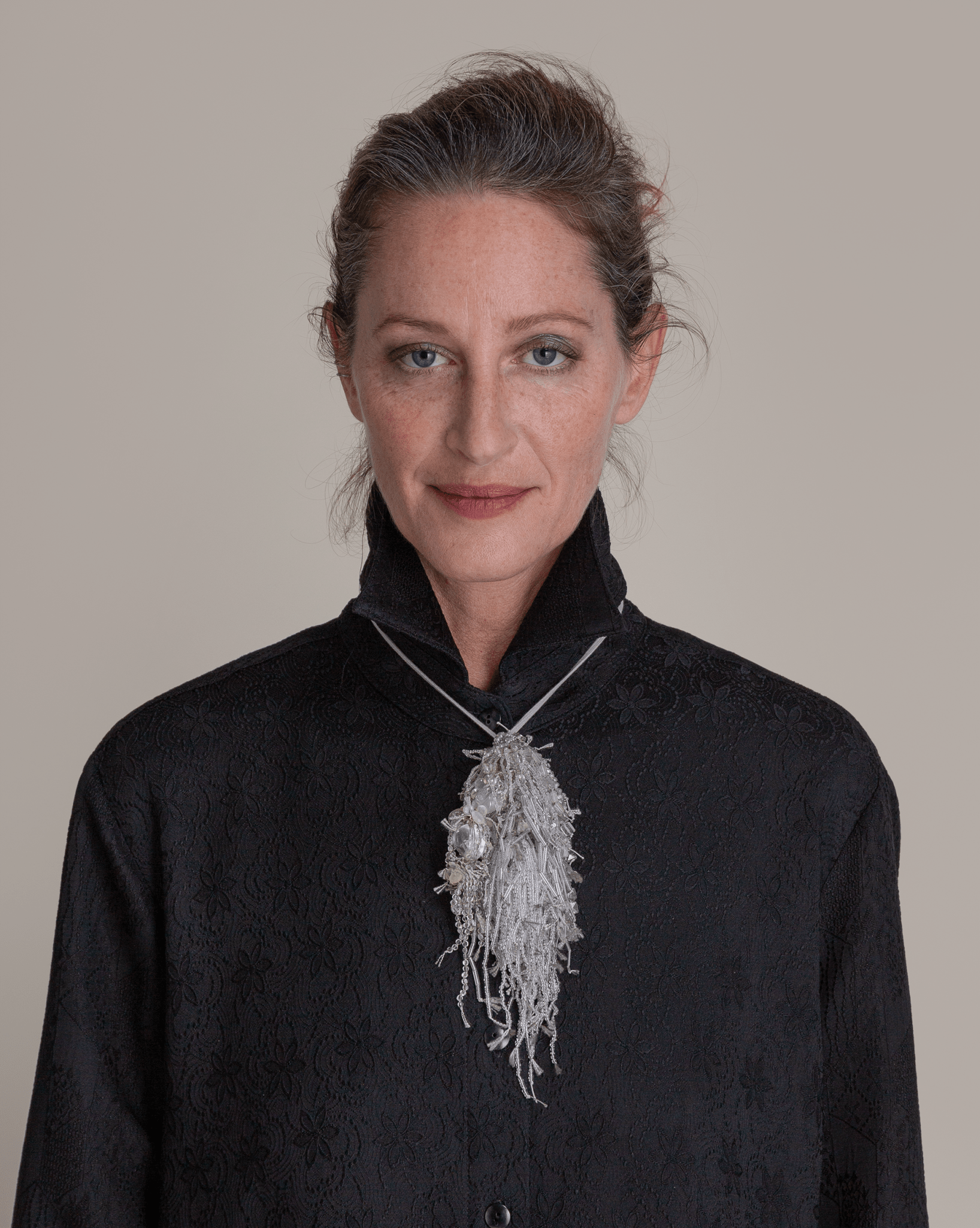 Beaded Cluster Necklace in Clear