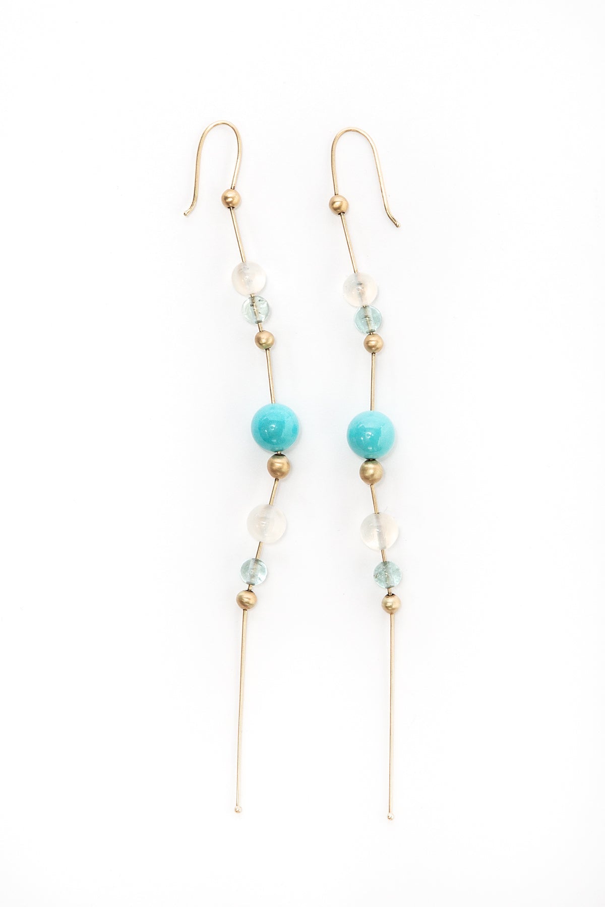 Beaded Stone Chain Earrings