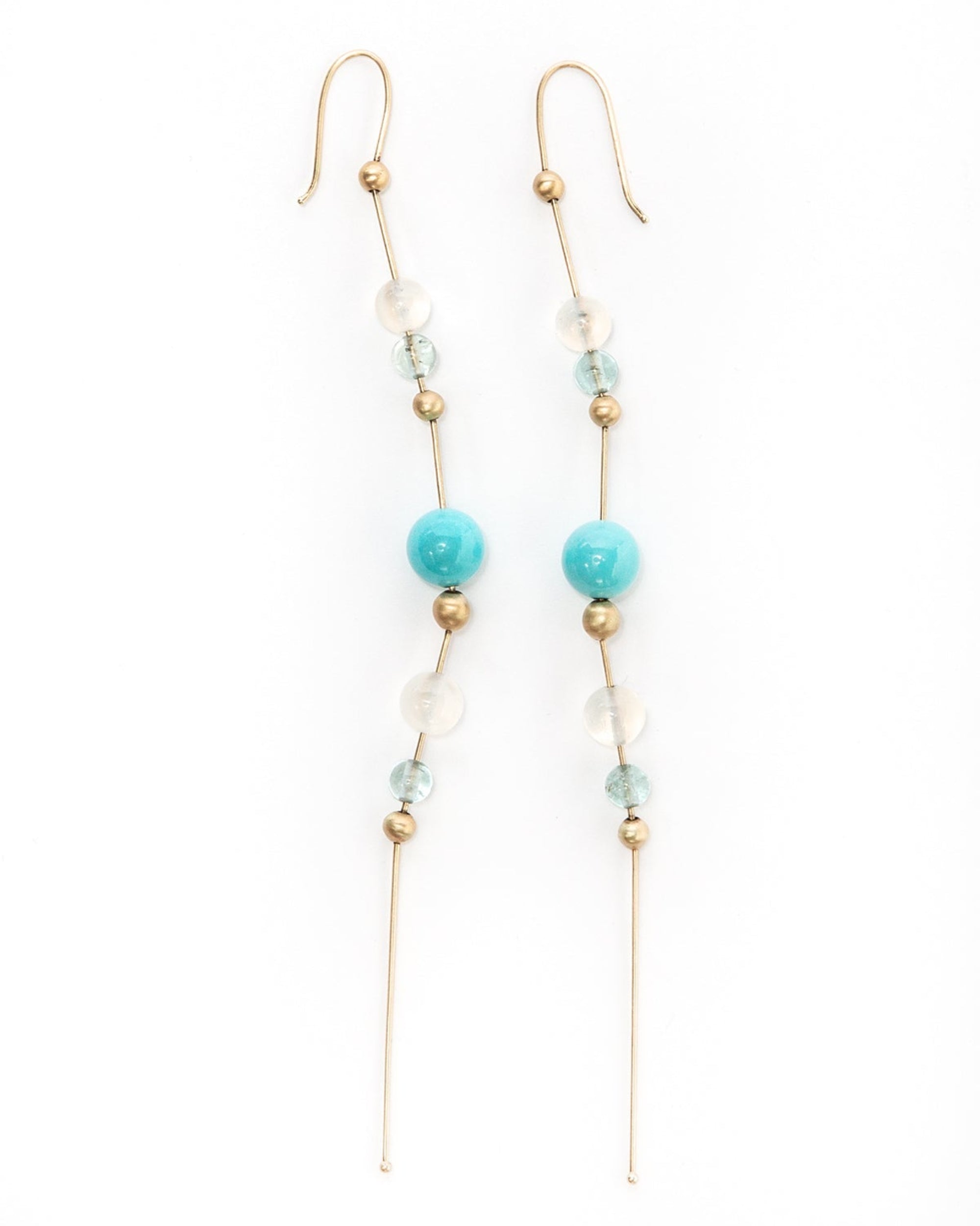 Beaded Stone Chain Earrings