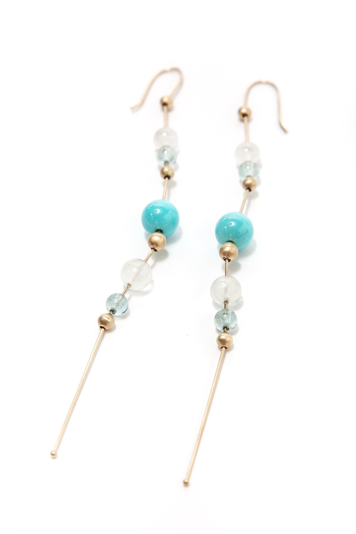 Beaded Stone Chain Earrings