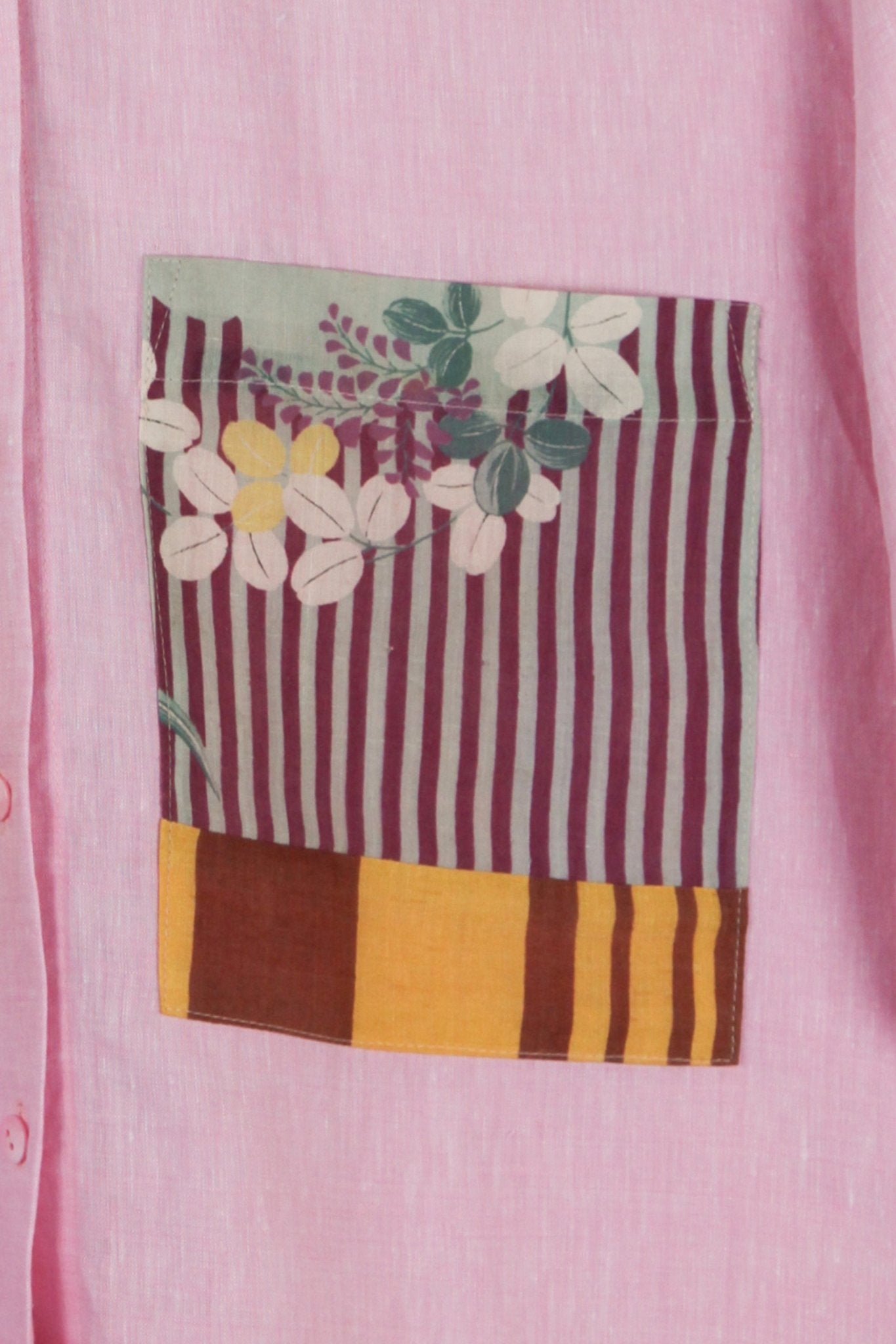 Big Shirt in Cherry Blossom Linen with Vintage Details