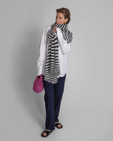 Black and White Striped Cashmere Scarf or StoleScarves