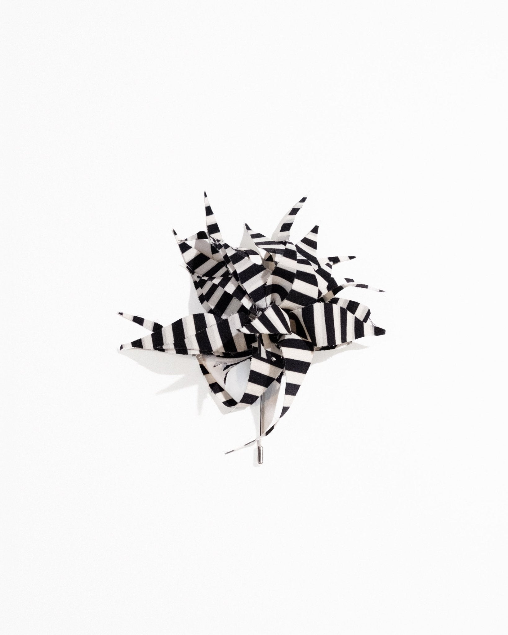 Black and White Striped Silk Flower PinFlower Pins