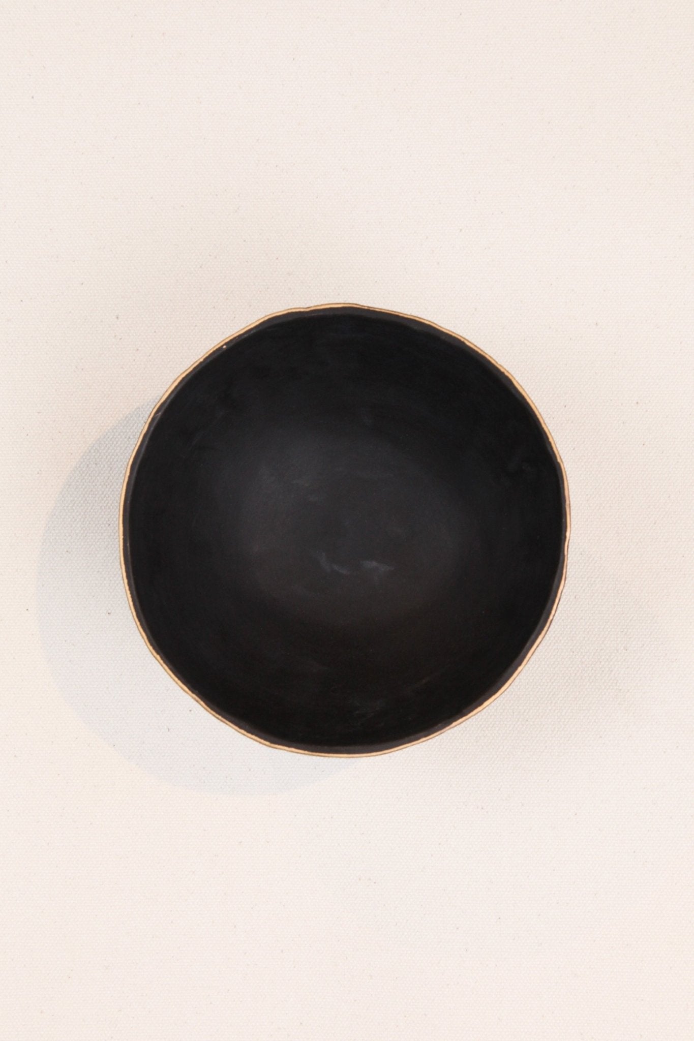 Black Stoneware Bowl with Gold LipServeware