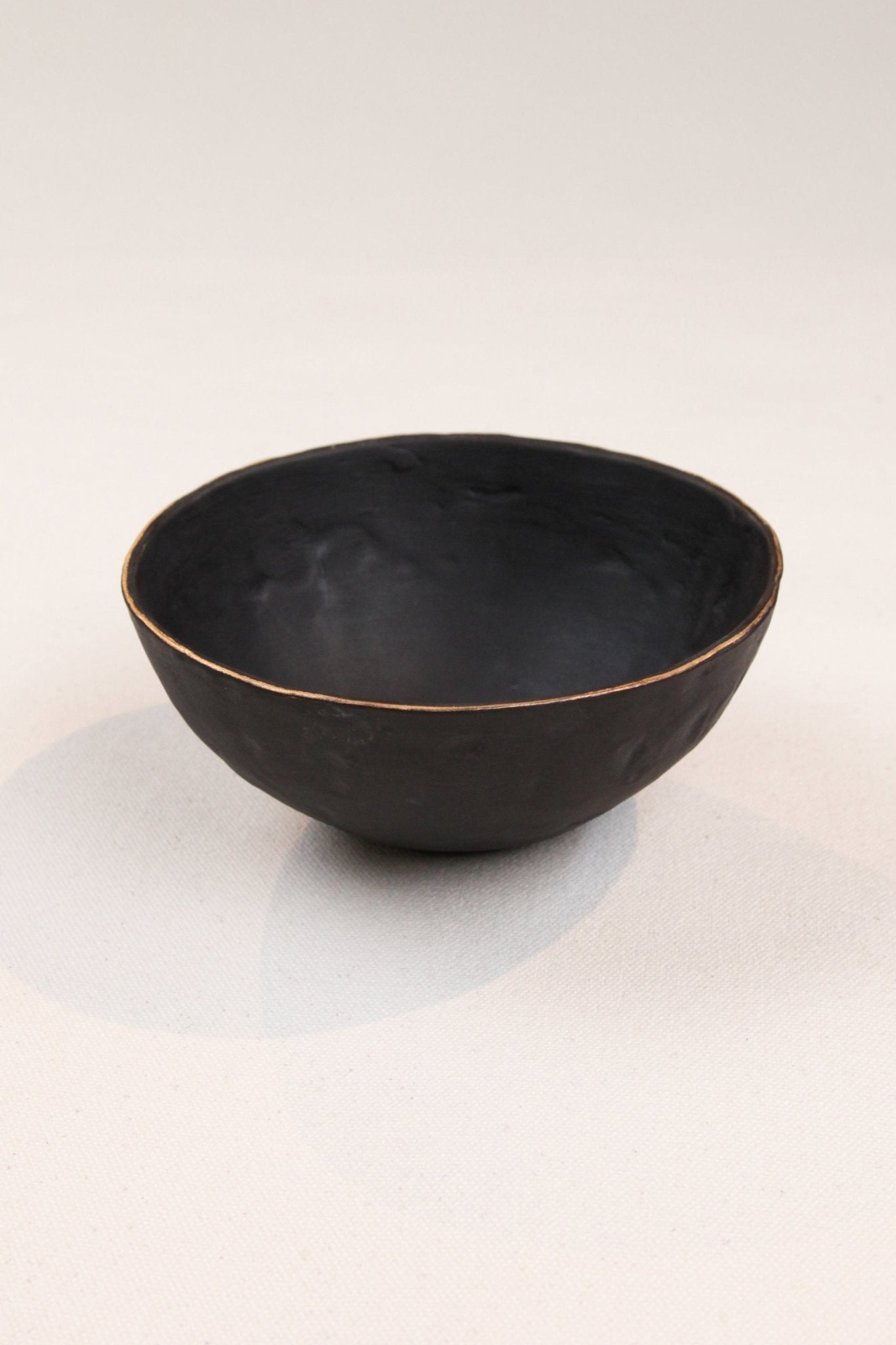 Black Stoneware Bowl with Gold LipServeware