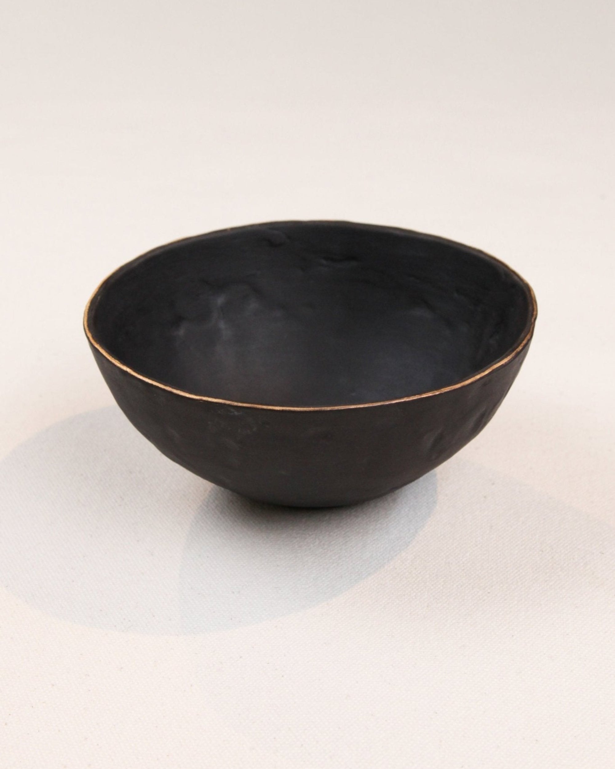 Black Stoneware Bowl with Gold LipServeware