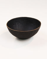 Black Stoneware Bowl with Gold Lip