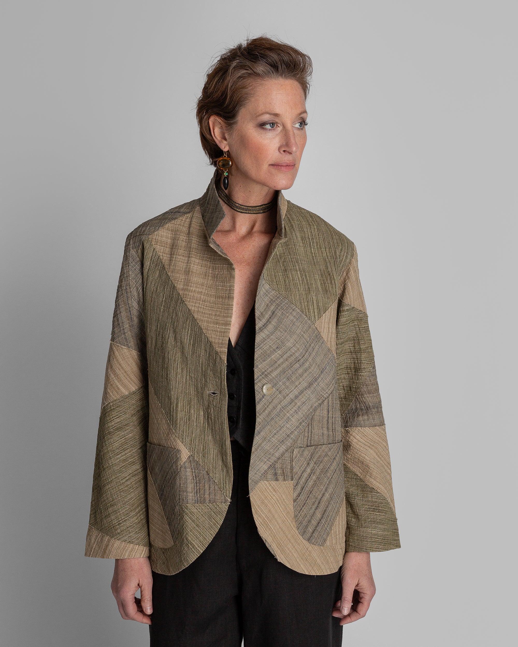 Christina Jacket in Raw Pieced Vintage Japanese Linen