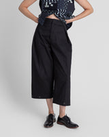 Snap Pant in Black Cotton Twill
