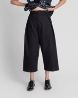 Snap Pant in Black Cotton Twill