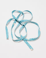 Skinny Ribbon Tie in Vintage Japanese Tie-Dyed Turquoise and White Silk no.101