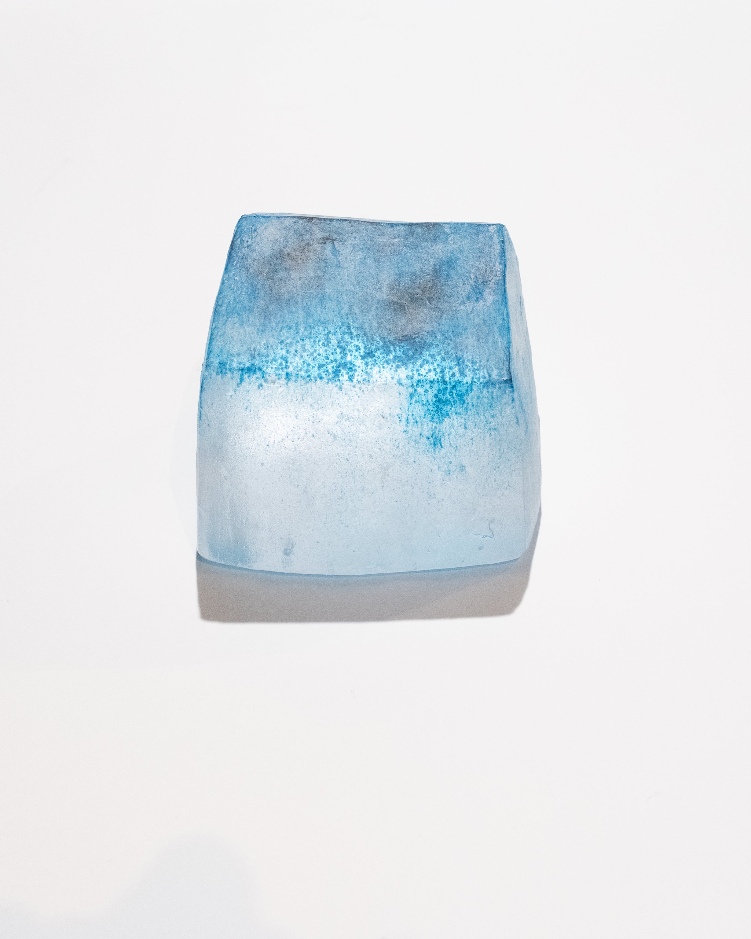 Icy-looking Clear Glass House With Blue "Frost"- Large