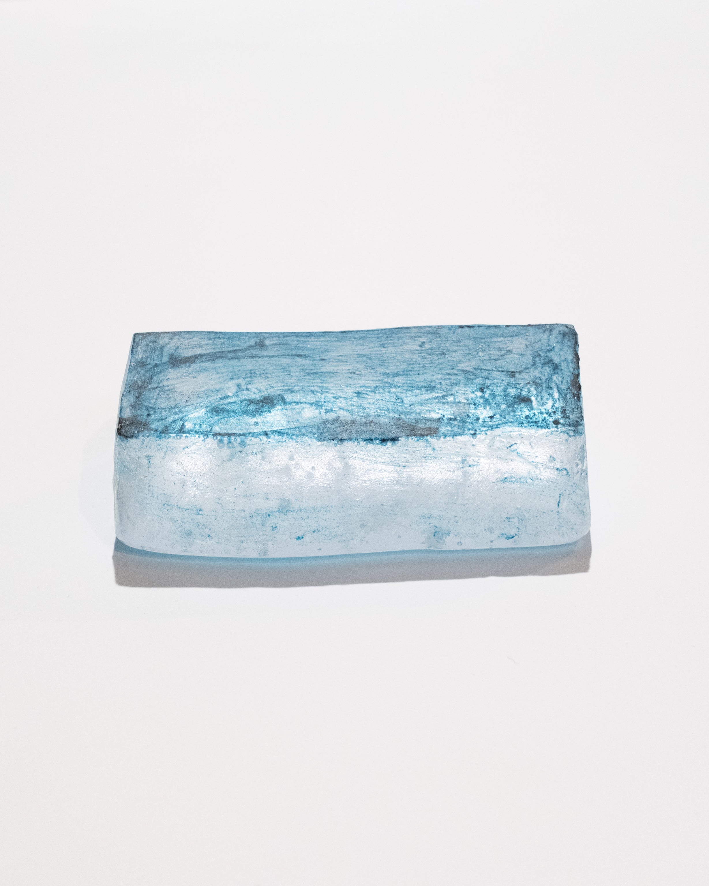 Icy-Looking Clear Glass House  With Blue Roof- Long