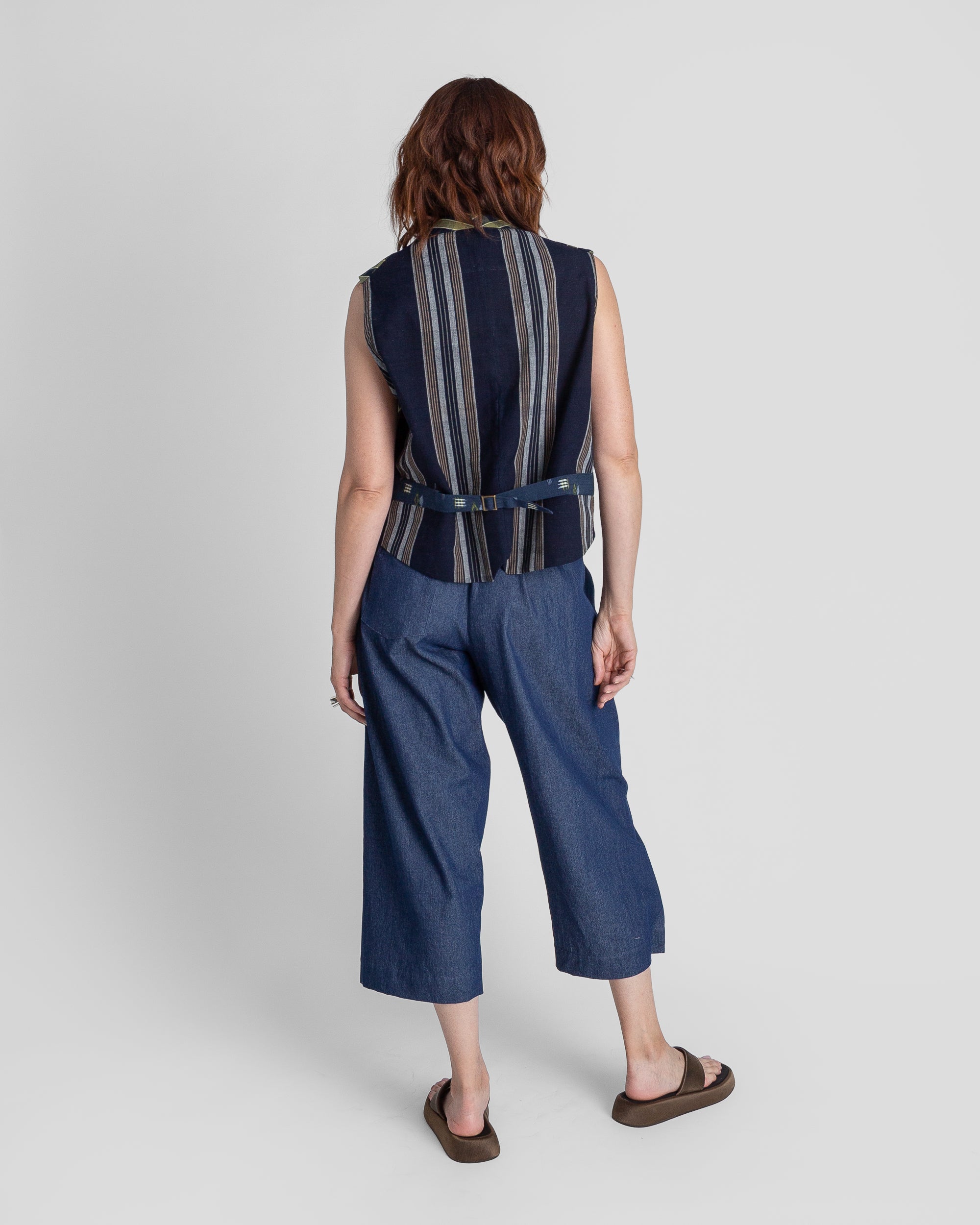 Japan Vest in Vintage Japanese Cotton Ikat Mix