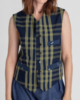 Japan Vest in Vintage Japanese Cotton Ikat Mix
