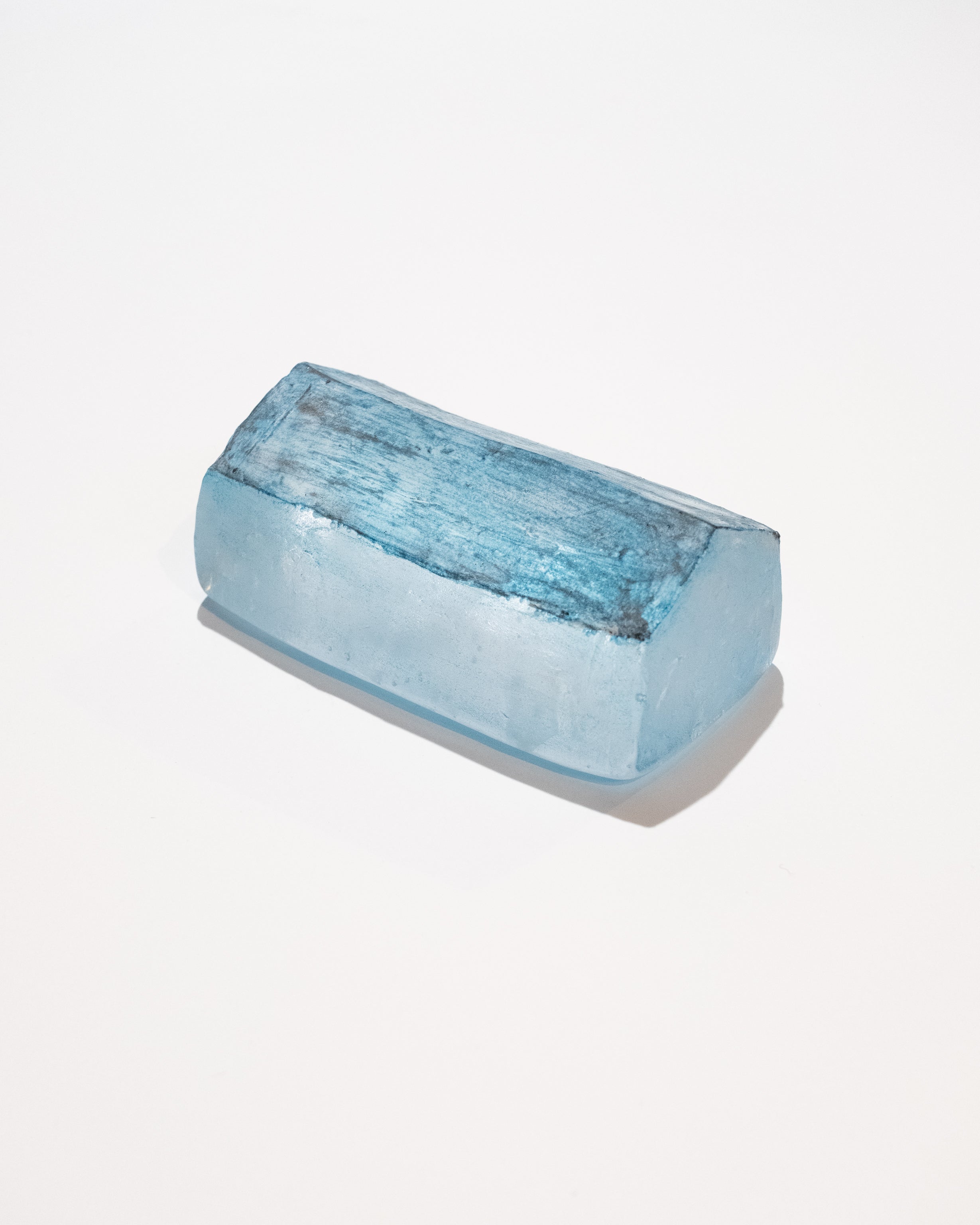 Icy-Looking Clear Glass House  With Blue Roof- Long