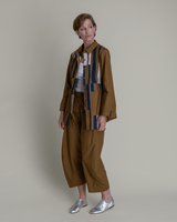Casual Jacket in Tobacco Cotton Poplin with Pieced BarsCasual Jacket