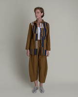 Casual Jacket in Tobacco Cotton Poplin with Pieced BarsCasual Jacket