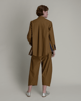 Casual Jacket in Tobacco Cotton Poplin with Pieced BarsCasual Jacket