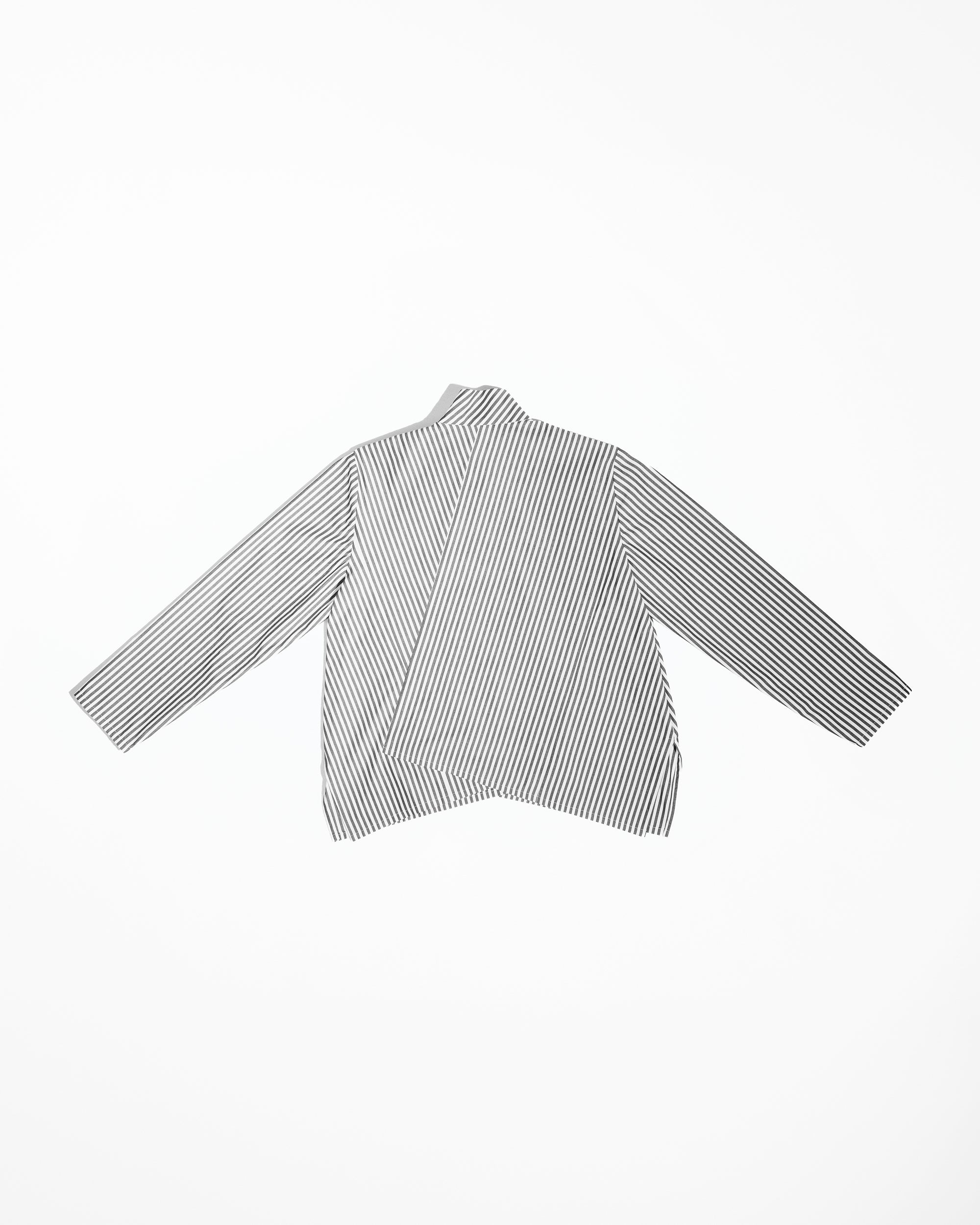 Points Shirt in Charcoal Striped Cotton