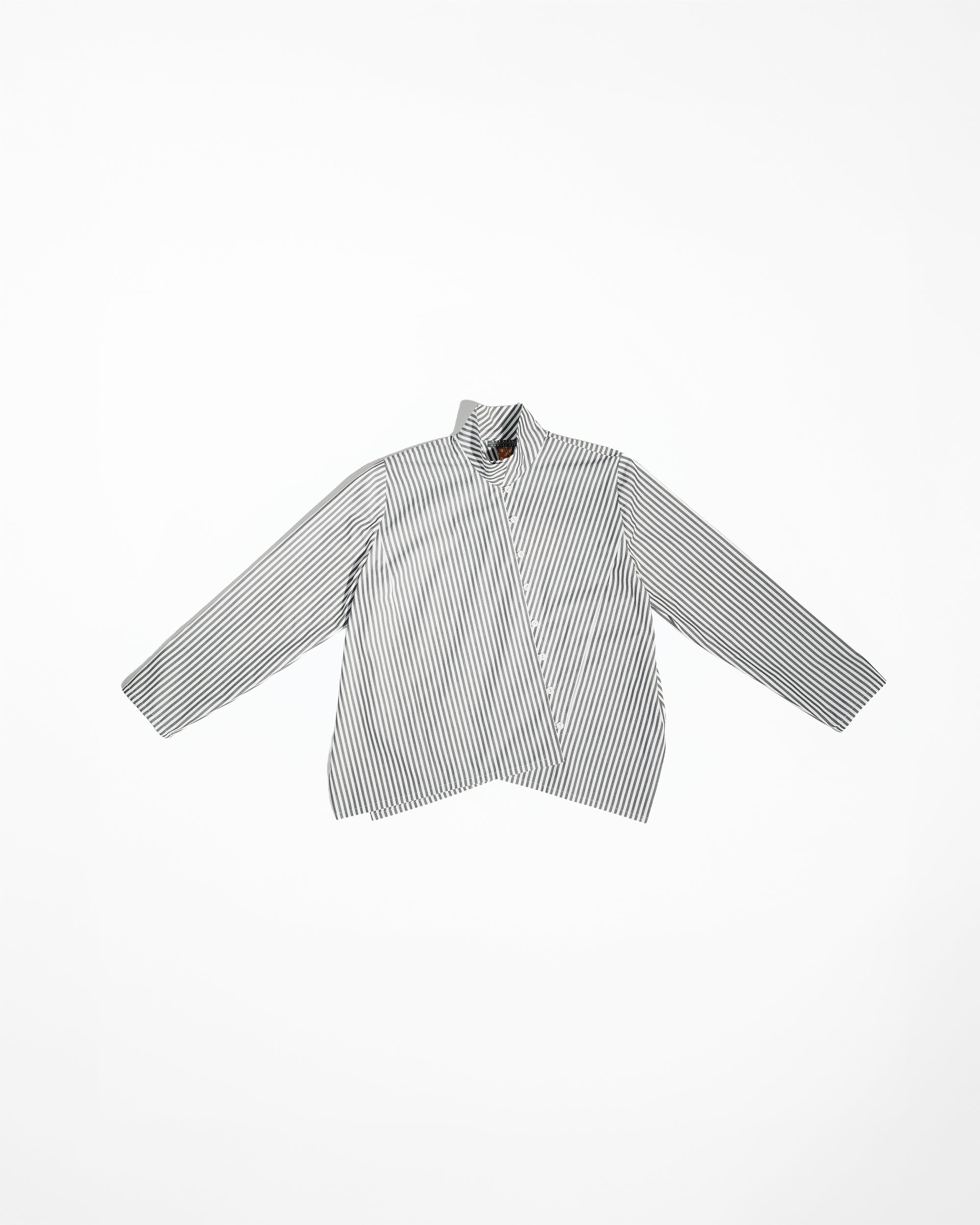 Points Shirt in Charcoal Striped Cotton