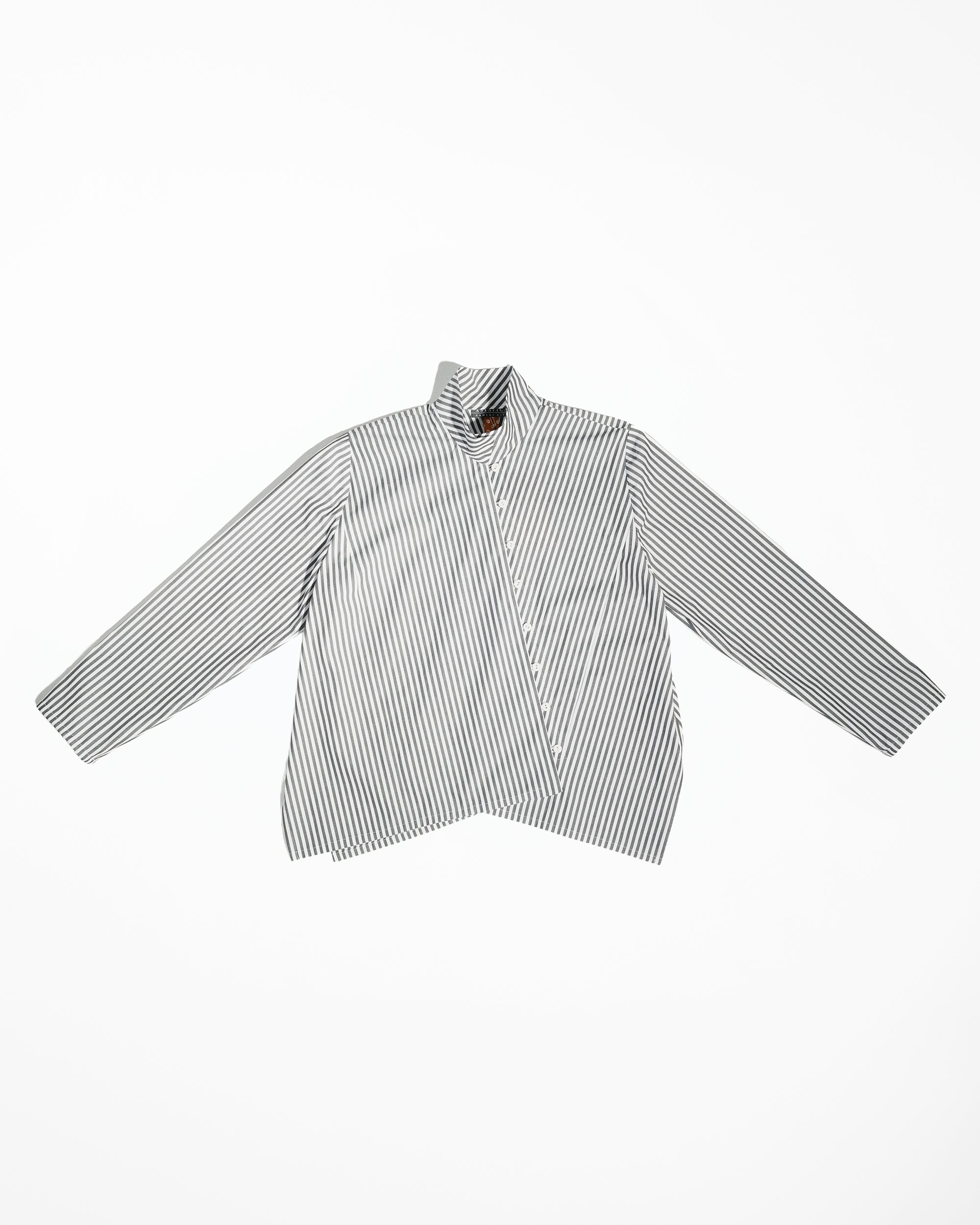 Points Shirt in Charcoal Striped Cotton